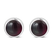 Garnet Round Silver Stud Earrings, e421st